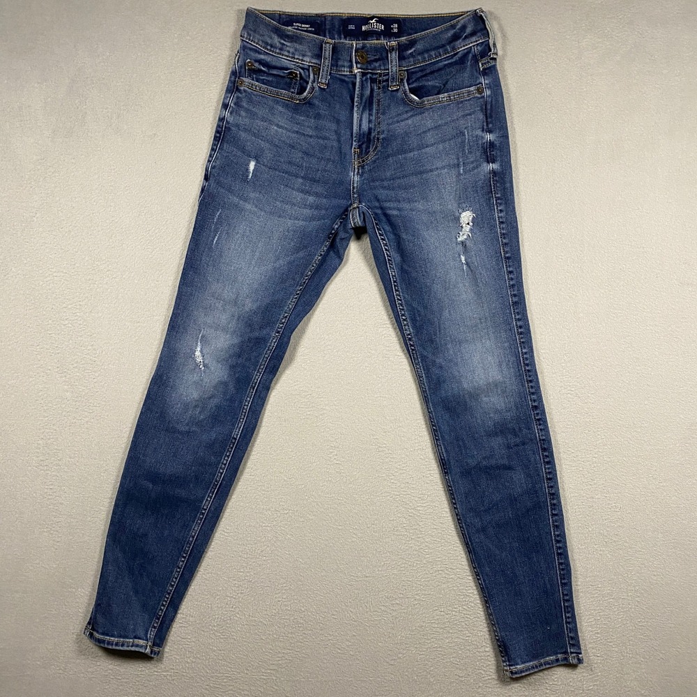 Hollister Super Skinny Jeans Mens 28x30 Blue Advanced Stretch Distressed